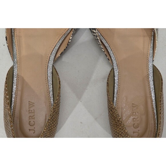 J. Crew Sadie Snakeskin D'Orsay Flats Leather Pointed Toe Multicolor Womens 9.5 - Picture 9 of 12